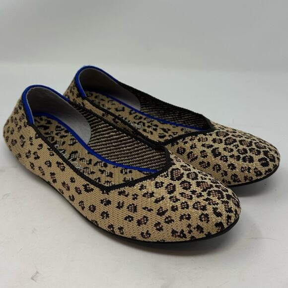 Rothy's Spotted Leopard Animal Round Toe Flats Women’s Size 9.5 Washable Shoes - Picture 1 of 12